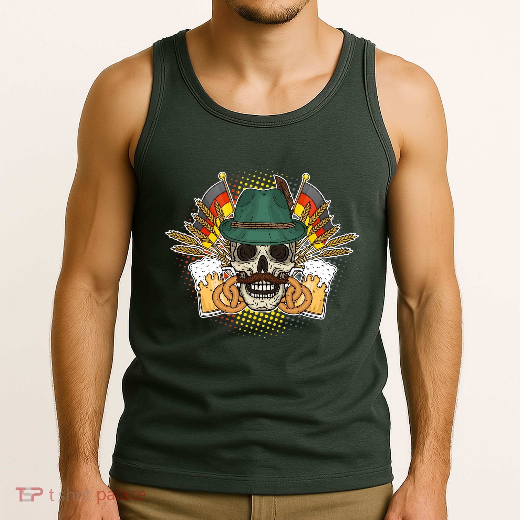 Funny Oktoberfest Halloween Skull Tank Top
