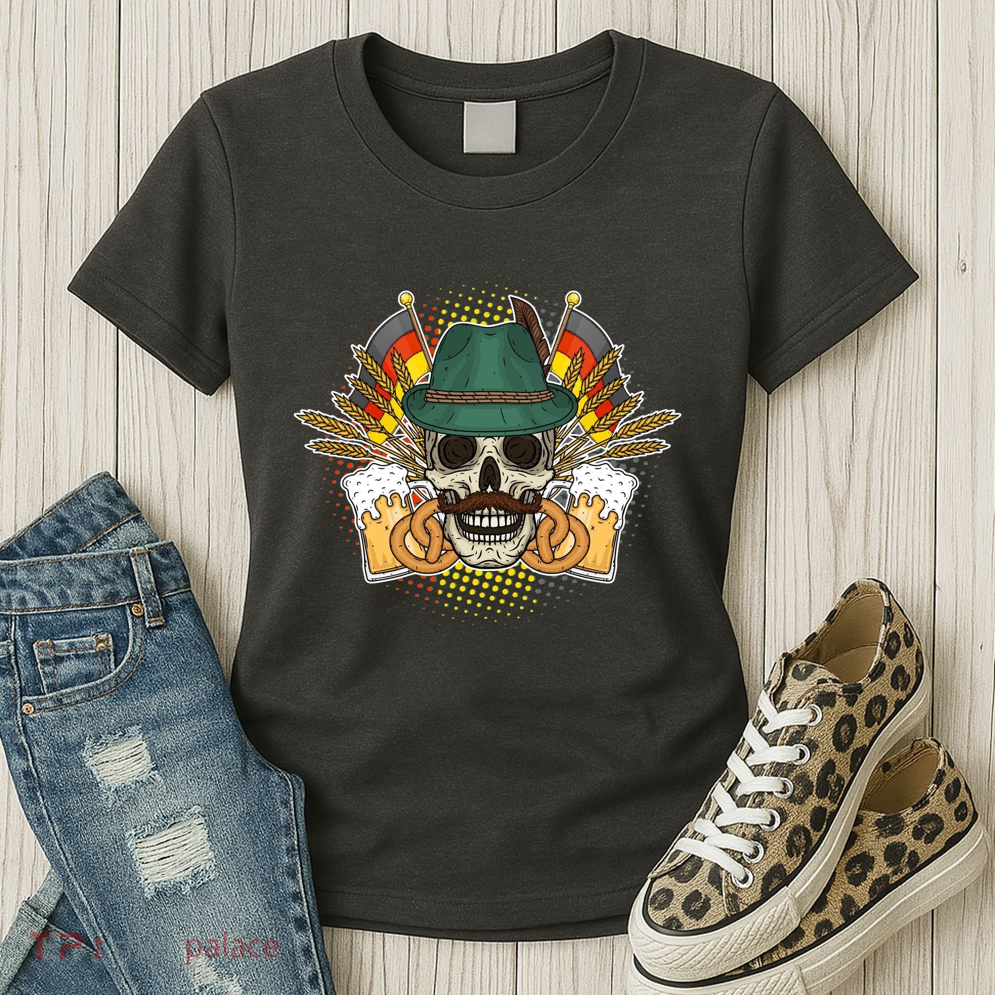 Funny Oktoberfest Halloween Skull Women's T-Shirt