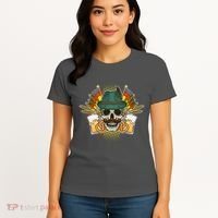 Funny Oktoberfest Halloween Skull Women's T-Shirt thumb 4