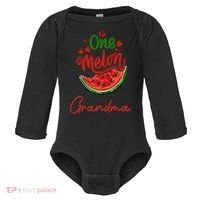 Funny One In A Melon Grandma Matching Group Funny Gift Baby Long Sleeve Bodysuit thumb 0