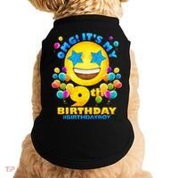 Funny OMG It's My 9th Birthday #BirthdayBoy Emoji Doggie Tank thumb 0