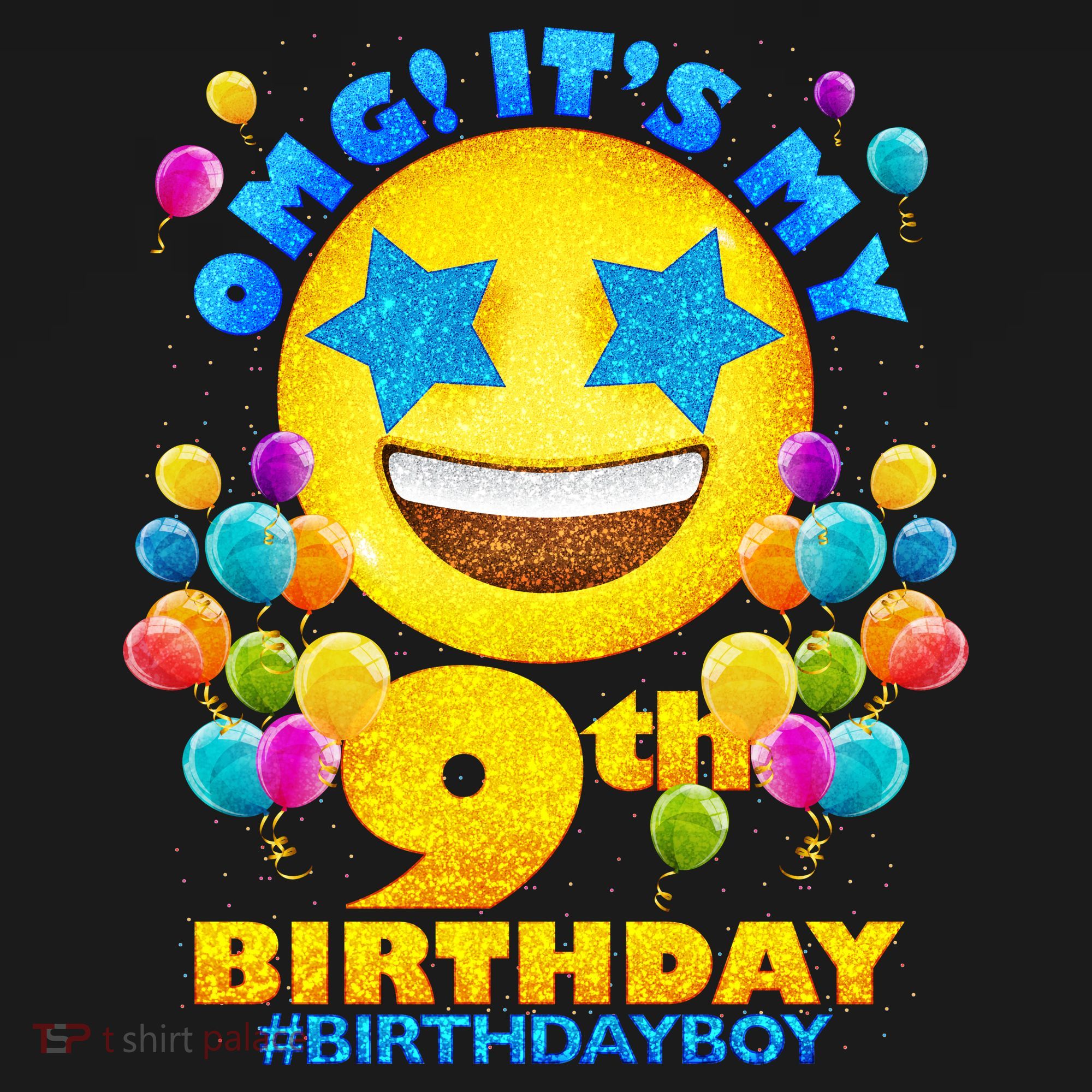 Funny OMG It's My 9th Birthday #BirthdayBoy Emoji Hoodie