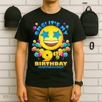Funny OMG It's My 9th Birthday #BirthdayBoy Emoji T-Shirt thumb 6