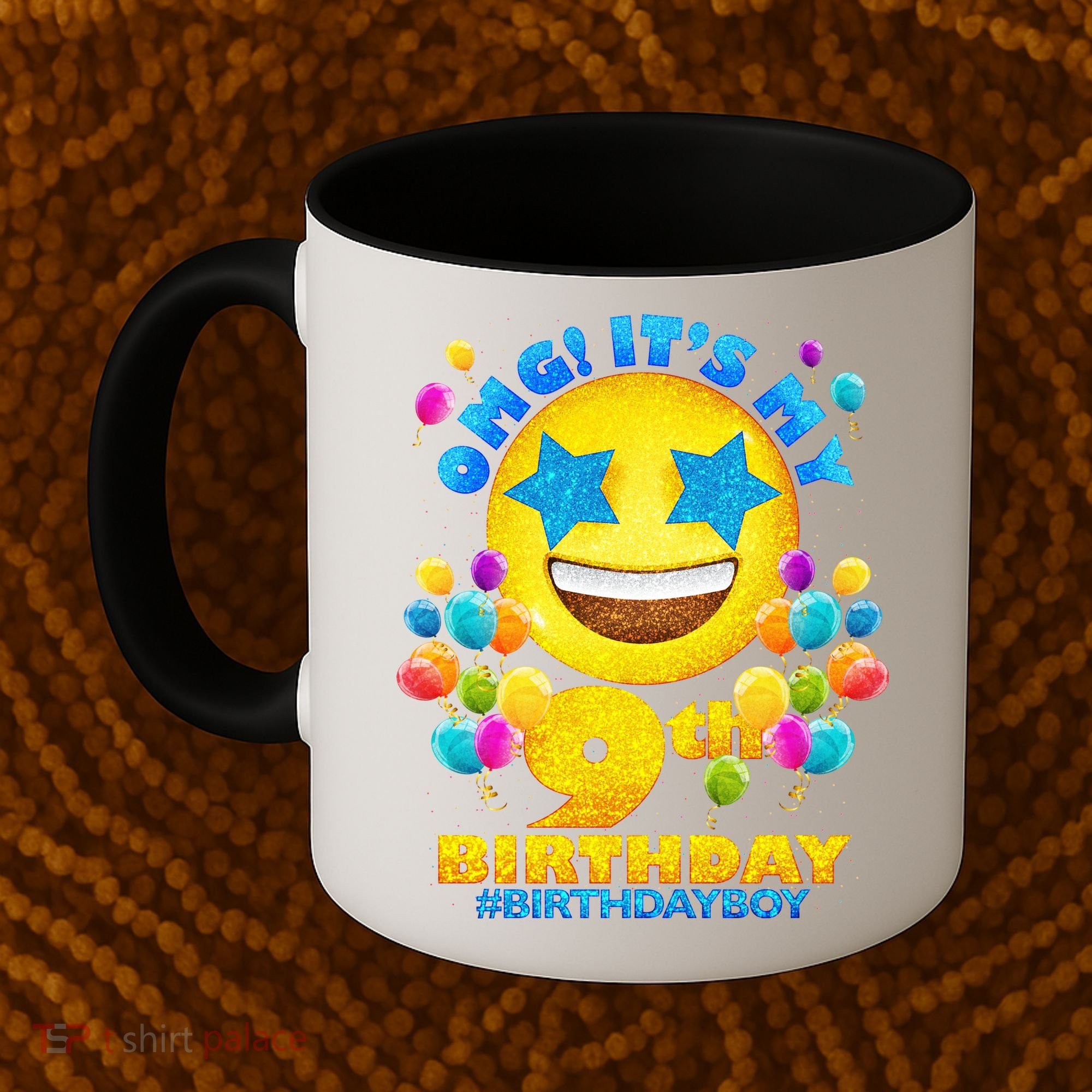 Funny OMG It's My 9th Birthday #BirthdayBoy Emoji Coffee Mug