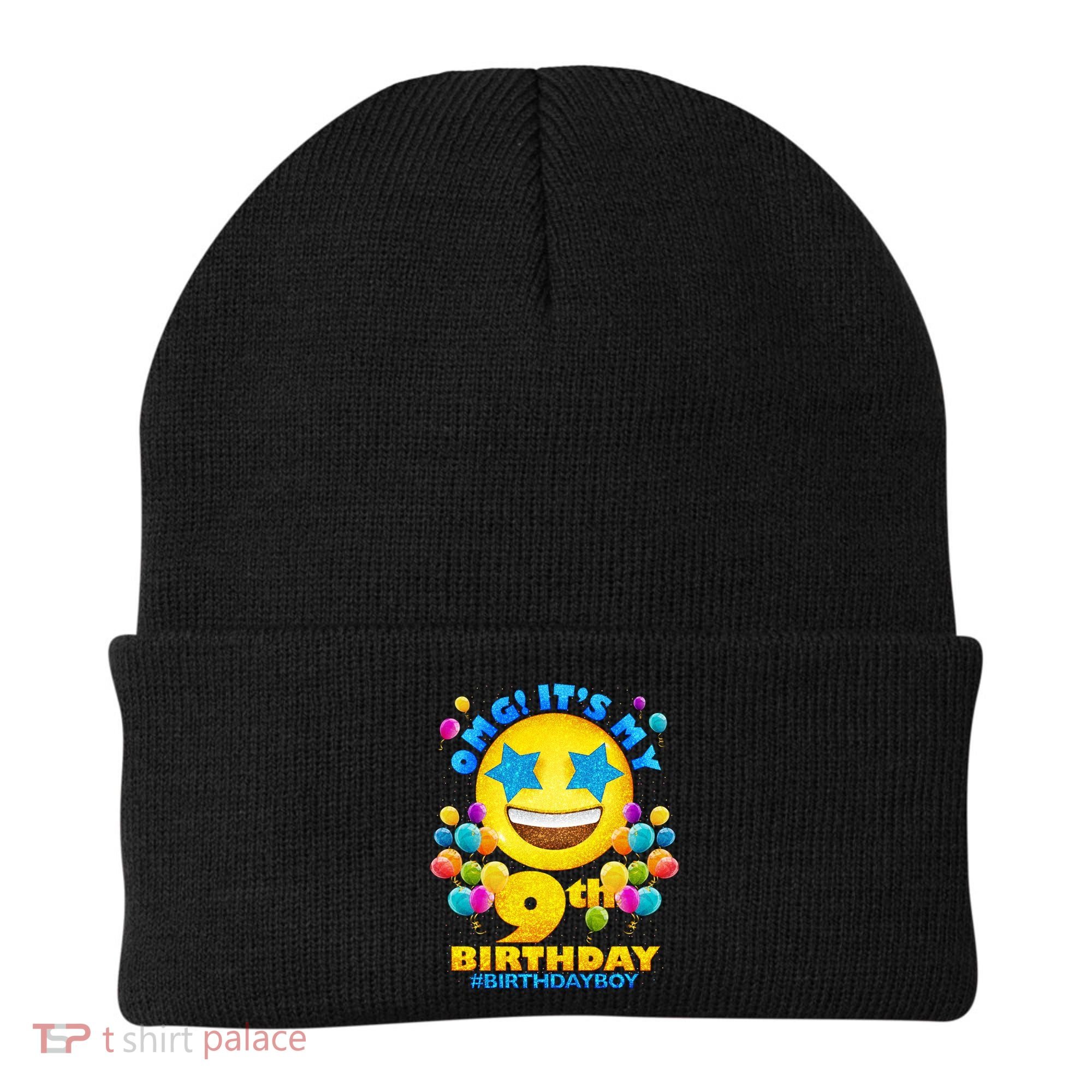 Funny OMG It's My 9th Birthday #BirthdayBoy Emoji Beanie