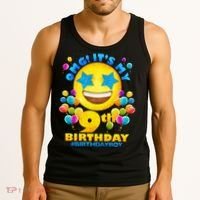 Funny OMG It's My 9th Birthday #BirthdayBoy Emoji Tank Top thumb 3