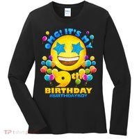 Funny OMG It's My 9th Birthday #BirthdayBoy Emoji Women's Long Sleeve Shirt thumb 0
