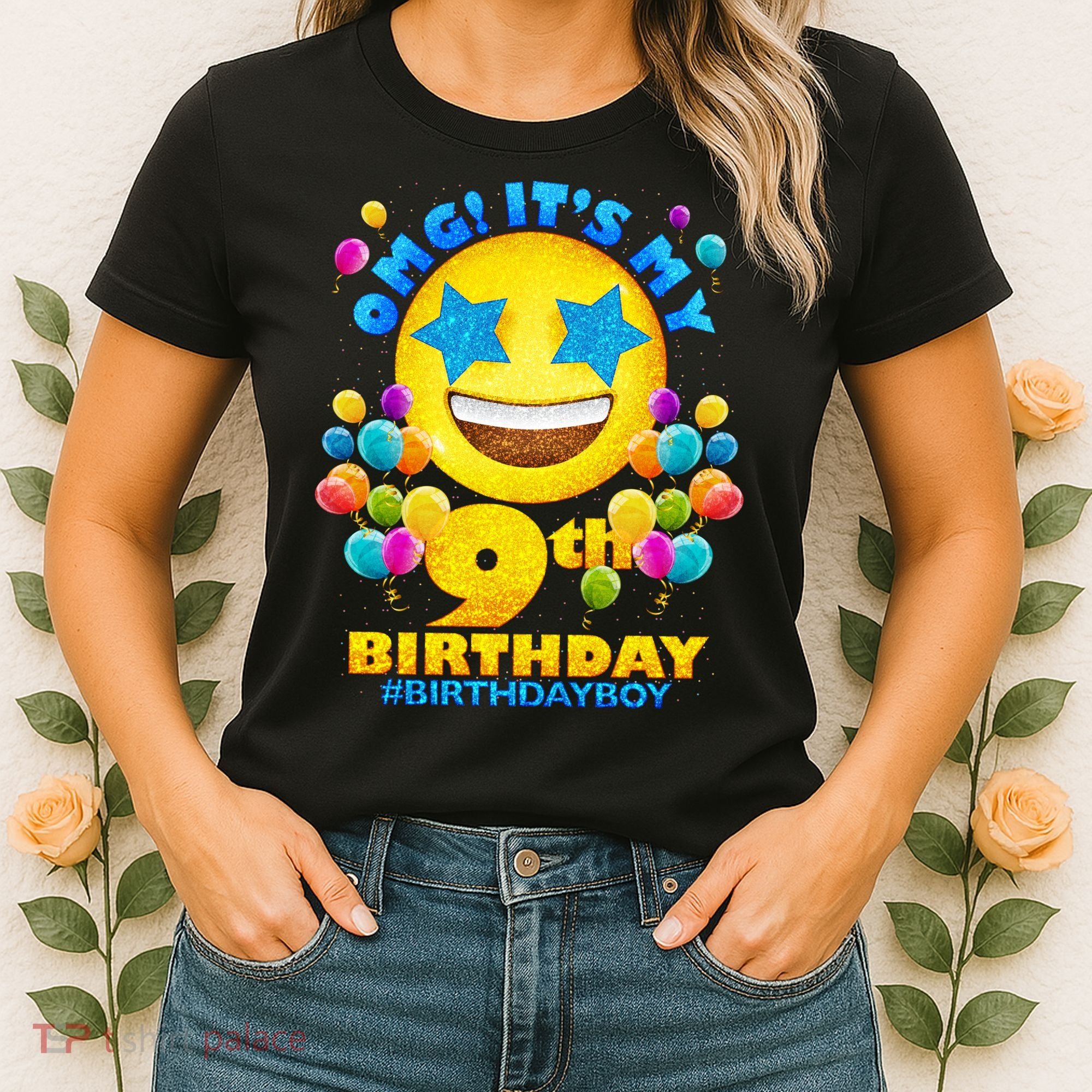 Funny OMG It's My 9th Birthday #BirthdayBoy Emoji Women's T-Shirt