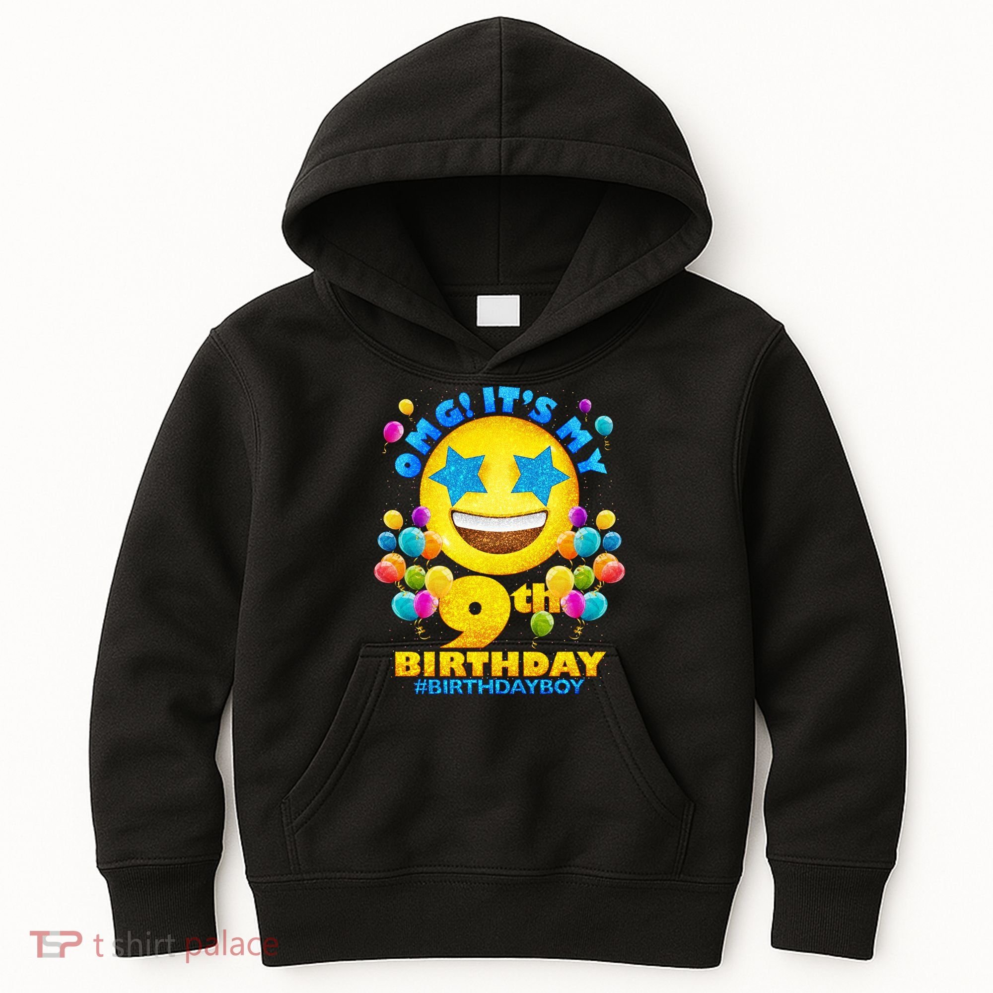 Funny OMG It's My 9th Birthday #BirthdayBoy Emoji Kids Hoodie