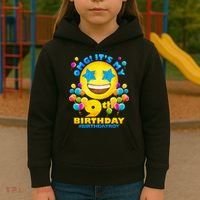 Funny OMG It's My 9th Birthday #BirthdayBoy Emoji Kids Hoodie thumb 3
