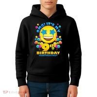 Funny OMG It's My 9th Birthday #BirthdayBoy Emoji Kids Hoodie thumb 4