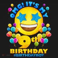 Funny OMG It's My 9th Birthday #BirthdayBoy Emoji Kids T-Shirt thumb 4