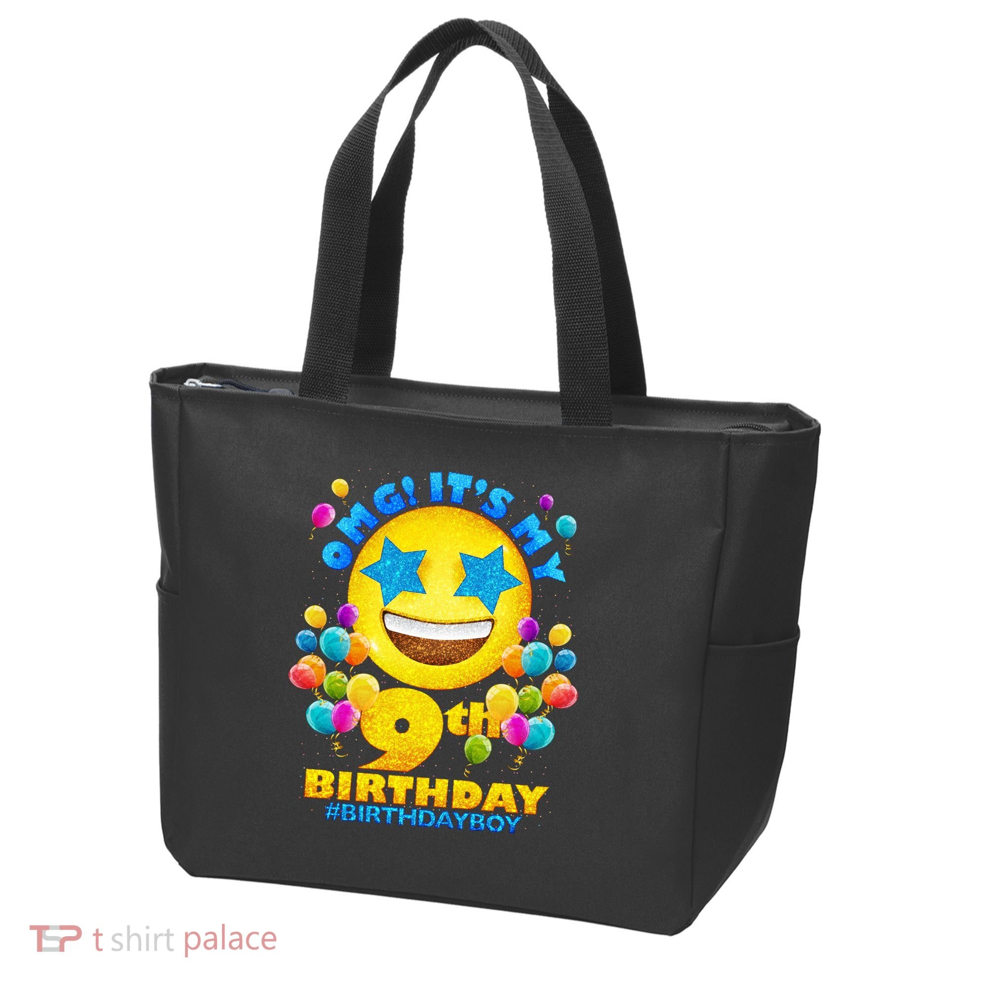 Funny OMG It's My 9th Birthday #BirthdayBoy Emoji Tote Bag