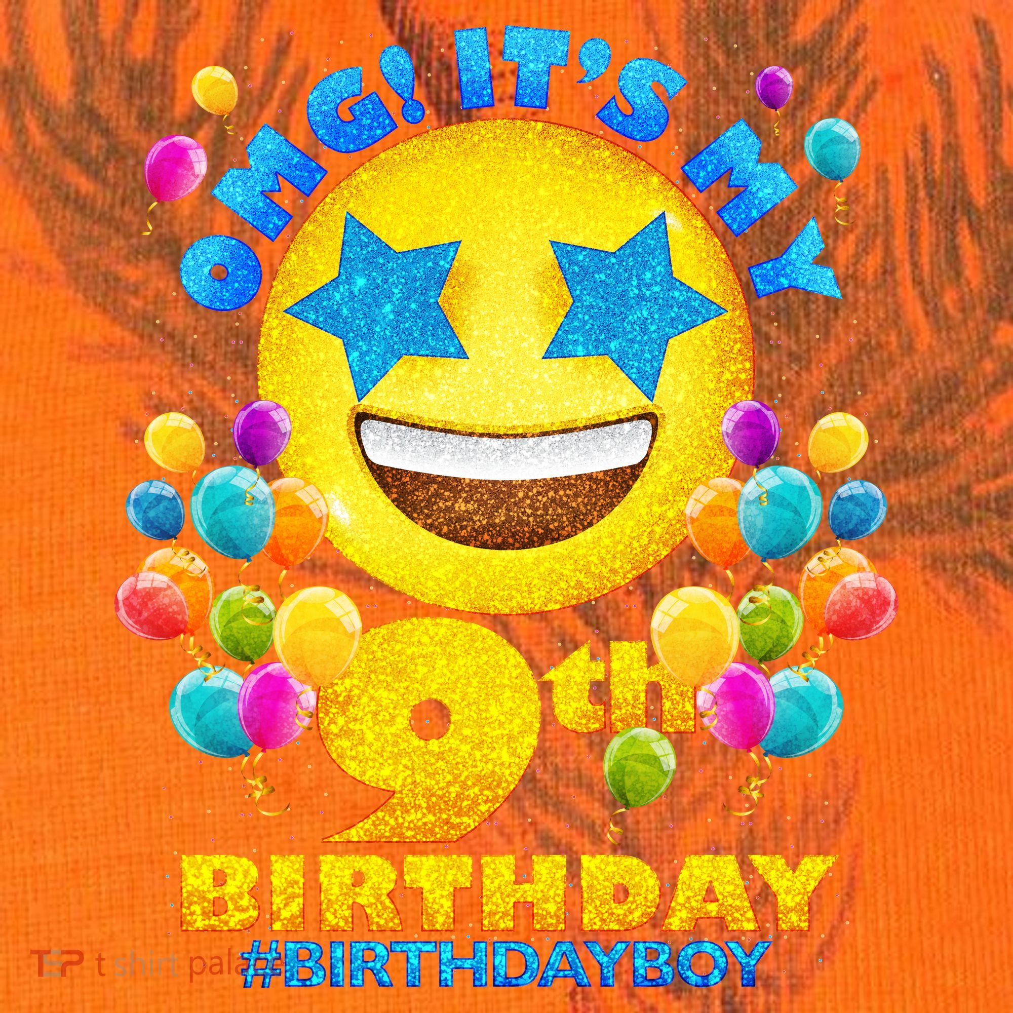 Funny OMG It's My 9th Birthday #BirthdayBoy Emoji Kati Licensed 12" Camo Cuffed Beanie