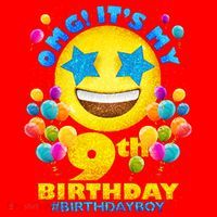 Funny OMG It's My 9th Birthday #BirthdayBoy Emoji Santa Hat thumb 1