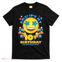 Funny OMG It's My 10th Birthday #BirthdayBoy Emoji T-Shirt thumb 0