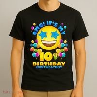Funny OMG It's My 10th Birthday #BirthdayBoy Emoji T-Shirt thumb 3
