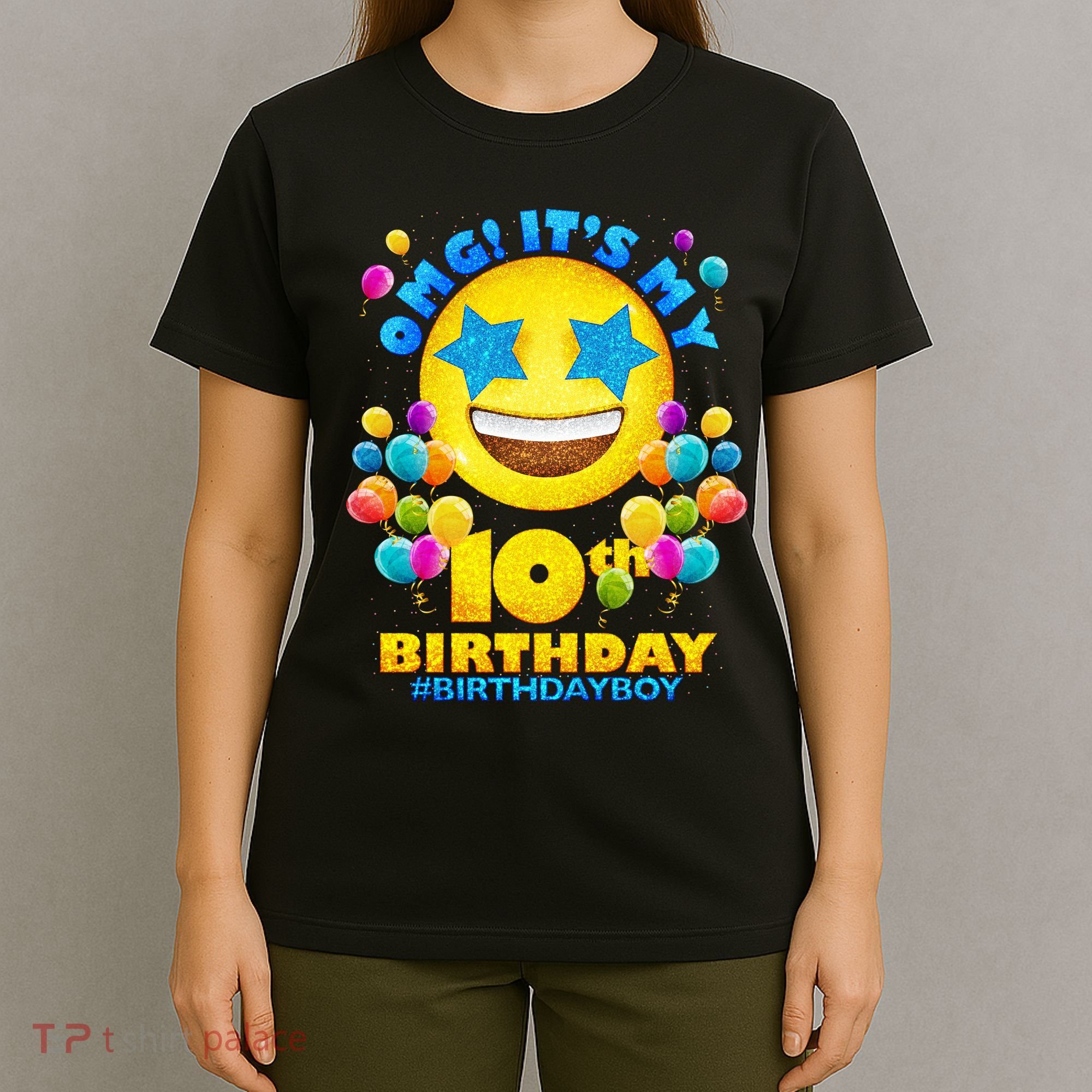 Funny OMG It's My 10th Birthday #BirthdayBoy Emoji T-Shirt