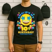 Funny OMG It's My 10th Birthday #BirthdayBoy Emoji T-Shirt thumb 6