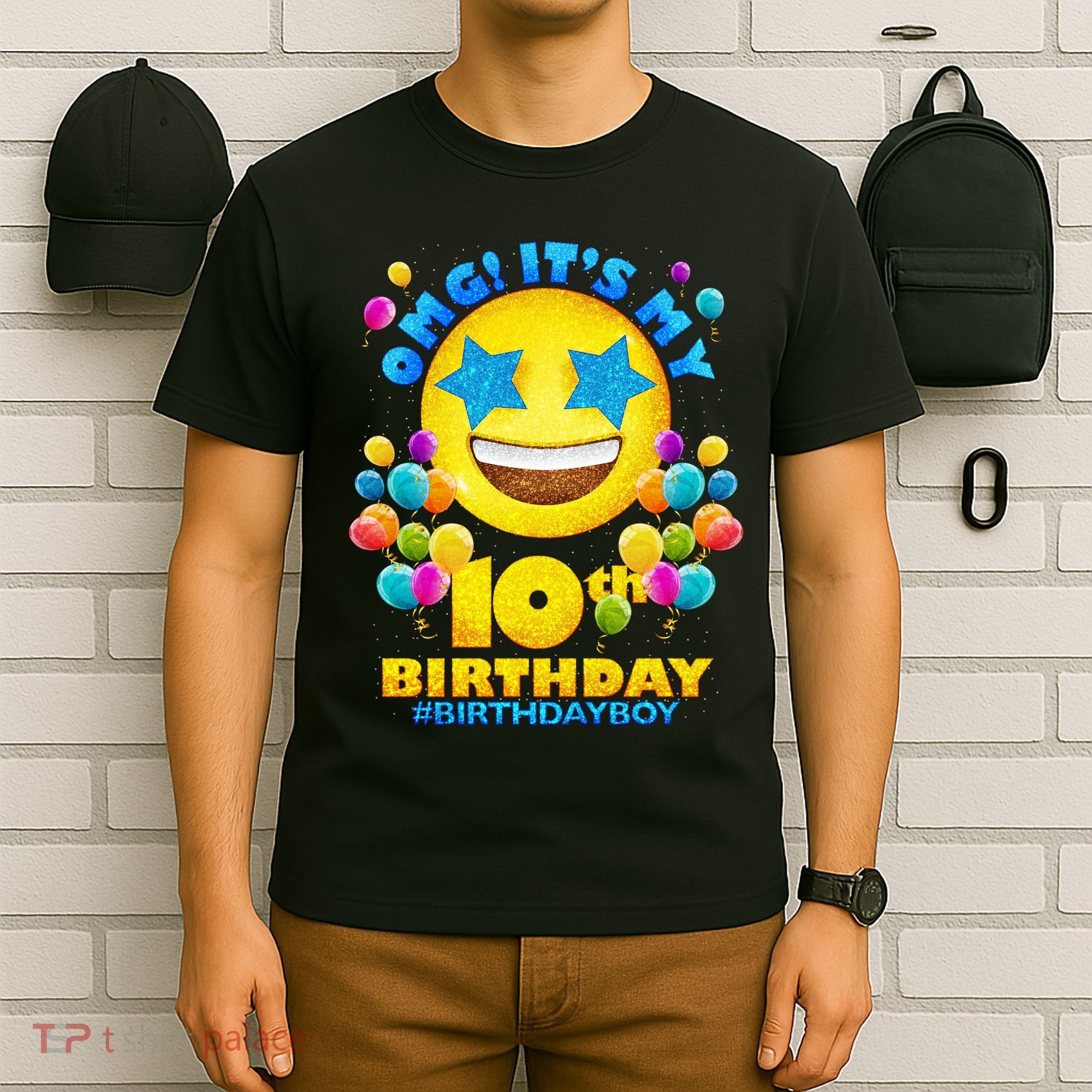 Funny OMG It's My 10th Birthday #BirthdayBoy Emoji T-Shirt