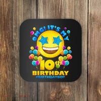 Funny OMG It's My 10th Birthday #BirthdayBoy Emoji Coaster thumb 0