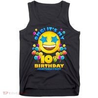 Funny OMG It's My 10th Birthday #BirthdayBoy Emoji Tank Top thumb 0