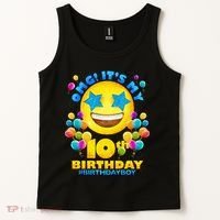 Funny OMG It's My 10th Birthday #BirthdayBoy Emoji Tank Top thumb 2
