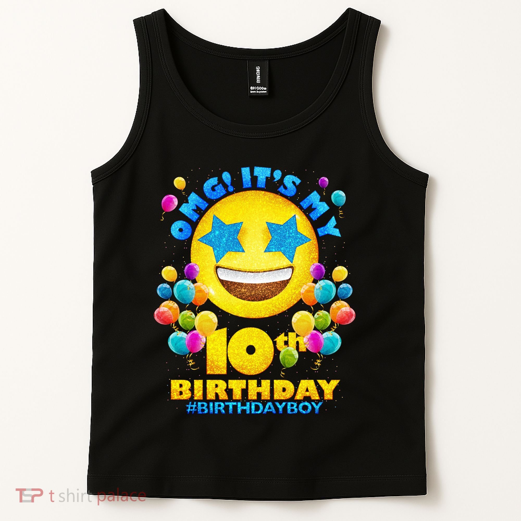 Funny OMG It's My 10th Birthday #BirthdayBoy Emoji Tank Top