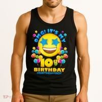 Funny OMG It's My 10th Birthday #BirthdayBoy Emoji Tank Top thumb 3