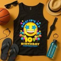 Funny OMG It's My 10th Birthday #BirthdayBoy Emoji Tank Top thumb 4