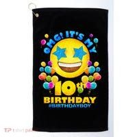 Funny OMG It's My 10th Birthday #BirthdayBoy Emoji Golf Towel thumb 0