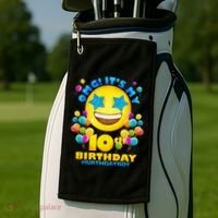 Funny OMG It's My 10th Birthday #BirthdayBoy Emoji Golf Towel thumb 2