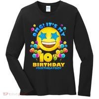 Funny OMG It's My 10th Birthday #BirthdayBoy Emoji Women's Long Sleeve Shirt thumb 0