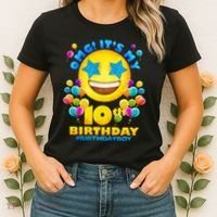 Funny OMG It's My 10th Birthday #BirthdayBoy Emoji Women's T-Shirt thumb 2