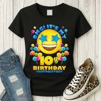 Funny OMG It's My 10th Birthday #BirthdayBoy Emoji Women's T-Shirt thumb 3