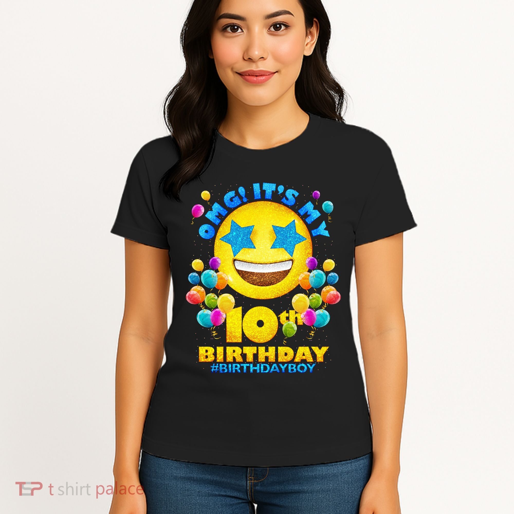 Funny OMG It's My 10th Birthday #BirthdayBoy Emoji Women's T-Shirt