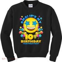 Funny OMG It's My 10th Birthday #BirthdayBoy Emoji Kids Sweatshirt thumb 0
