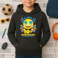 Funny OMG It's My 10th Birthday #BirthdayBoy Emoji Kids Hoodie thumb 2