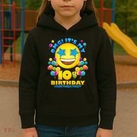 Funny OMG It's My 10th Birthday #BirthdayBoy Emoji Kids Hoodie thumb 3