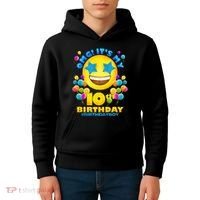 Funny OMG It's My 10th Birthday #BirthdayBoy Emoji Kids Hoodie thumb 4