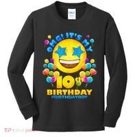 Funny OMG It's My 10th Birthday #BirthdayBoy Emoji Kids Long Sleeve Shirt thumb 0