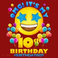 Funny OMG It's My 10th Birthday #BirthdayBoy Emoji Long Sleeve Shirt thumb 2