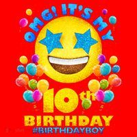 Funny OMG It's My 10th Birthday #BirthdayBoy Emoji Santa Hat thumb 1