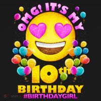 Funny OMG It's My 10th Birthday #BirthdayGirl Emoji Women's Hoodie thumb 2