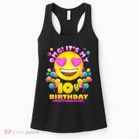Funny OMG It's My 10th Birthday #BirthdayGirl Emoji Women's Tank Top thumb 0