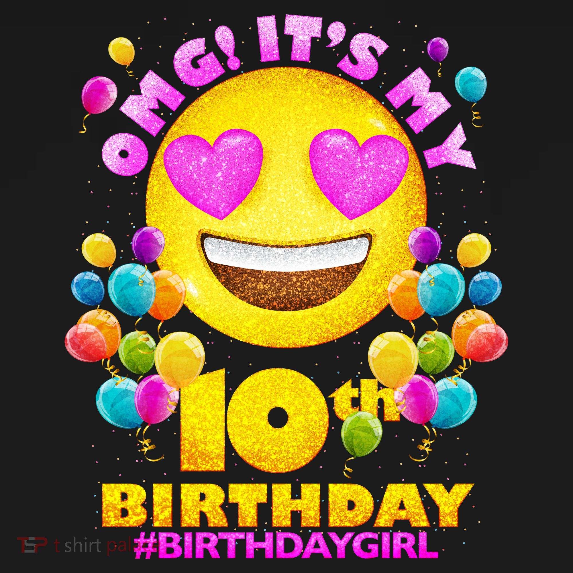 Funny OMG It's My 10th Birthday #BirthdayGirl Emoji Women's Tank Top