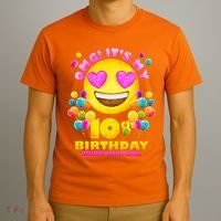 Funny OMG It's My 10th Birthday #BirthdayGirl Emoji T-Shirt thumb 3