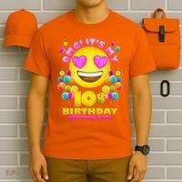 Funny OMG It's My 10th Birthday #BirthdayGirl Emoji T-Shirt thumb 6