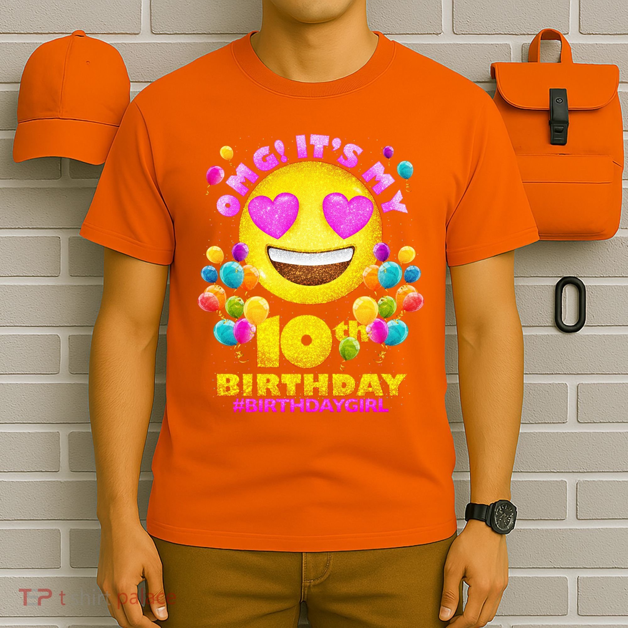 Funny OMG It's My 10th Birthday #BirthdayGirl Emoji T-Shirt