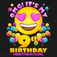 Funny OMG It's My 9th Birthday #BirthdayGirl Emoji Women's Hoodie thumb 2